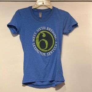 American Apparel The 50/50 Size Small Blue ‘West Sixth Brewing’ Women’s T-Shirt